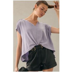 New Anthropologie Pilcro Shirred Top Shirt Blouse Lavender purple size small